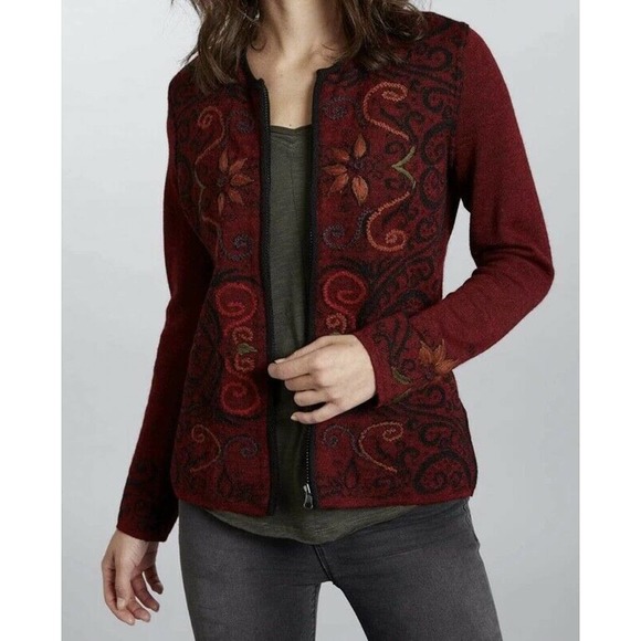 Women's INVISIBLE WORLD Sz. XL Arabesque Reversible Baby Alpaca Cardigan Sweater - Picture 2 of 12